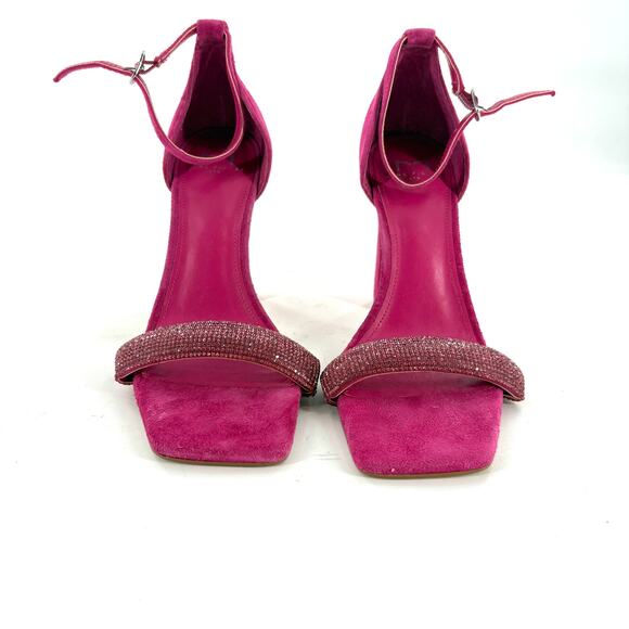 Marc Fisher Angelo Jeweled Heels 7.5 Pink Suede NWOT Sandals Glam Cocktail - Picture 9 of 9